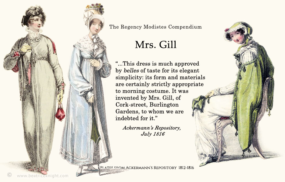 Regency fashions created by modiste Mrs. Gill