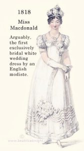 Regency white wedding dress by Miss Macdonald